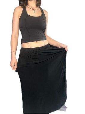 Everyday Black Maxi Skirt with Easy Elastic Waist
